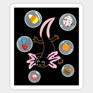 Axolotl and Halloween Candy Magnet